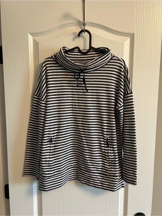 Talbots Sweaters - Talbots Black and White Striped Cowl Neck Sweater